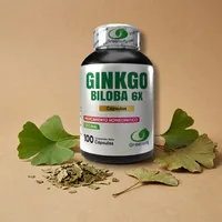 Cápsulas de ginkgo biloba con sus ingredientes naturales alrededor