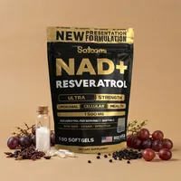 Combo de NAD+ y resveratrol con sus ingredientes naturales alrededor