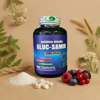 Glucosamina en cápsulas con sus ingredientes naturales alrededor