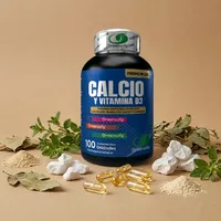 Gomitas de calcio y vitamina D3 con sus ingredientes naturales alrededor