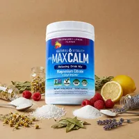 Magnesio en polvo con sus ingredientes naturales alrededor