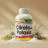 Masticables de potasio con sus ingredientes naturales alrededor
